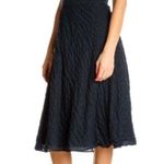 J.Crew Strapless Textured Midi Dress Cotton Women’s 8 Navy Blue Wedding Guest Photo 0