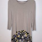 LOGO By Lori Goldstein  Tan Tunic with Plaid Ruffle Bottom Size L Photo 0