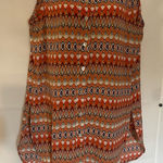 Fig and Flower Sleeveless Multicolor Geometric Blouse Orange Size M Photo 0