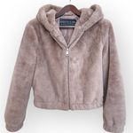 Bagatelle  NYC faux fur cropped hooded jacket, taupe, size XS Photo 2