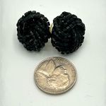 VIntage black glass seed bead necklace and coordinating earring set Photo 3