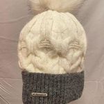 Antonio Women's Winter Knitted Fleece Lined Faux Fur Large Pom Beanie Hat White Photo 0
