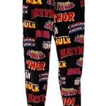 Marvel Black Superhero Logo Print Pull On Cotton Tapered Leg Pajama Pants Small Photo 0
