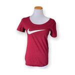 Nike Womens  Athletic Fit Deep Red Cotton Swoosh Logo Graphic Tee Shirt - Sz S Photo 1