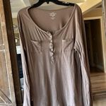 Old Navy  Henley Tan Shirt Comfy Roll Tab Sleeve Cotton Photo 8