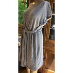 Caution to the Wind Brown White Striped Short Sleeve Belted Dress Large Photo 2