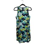 Title Nine  Floral Athletic Dress Blue Green Yellow Sleeveless Zip Back Pockets Photo 2