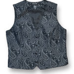 New York & Company Paisley Sleeveless Button Suit Vest Charcoal Black 8 Preppy Photo 0