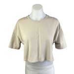 ZARA Women's Beige Crew Neck Short Sleeve Crop Oversized Tee T-shirt Top Size M Photo 0