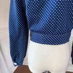 Vintage 70s 2pc Blue White Wide Leg High Rise Pants Crop Top S M 4 6 Size M Photo 5