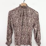 Nation Ltd  Melanie Smocked Peasant Tee Blouse animal print size small Photo 0