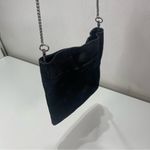 Free People Black Leather Suede Small Crossbody Bag Chain Strap Boho Equestrian Photo 6