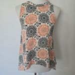 Monteau  Black Coral Medallion Print Tank Top Size Medium Bohemian Festival Photo 1