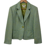 Talbots  Spring Blazer Jacket Womens 12‎ Green Cotton Knit Lined Pockets Photo 0
