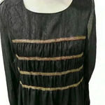 Hayden  Black Cold Shoulder Sparkly Dress Gold Pleated Accents Photo 1