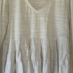 Deletta Anthropology  White Flowy Long Sleeve V-neck Photo 3