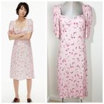 Aritzia Wilfred Baudelaire Dress Sweetheart Neckline Midi Pink Floral Size 8 Photo 1