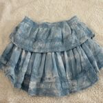 Love Shack Fancy  Sz XS Blue Cotton Tiered Ruffle Mini Skirt Lace Elastic Waist Photo 1