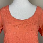Fads Dress‎ Medium Orange Crinkle Embroidered Short Sleeve A Photo 2
