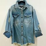 Retrofête Like New Retrofete Oversized Distressed Denim Shirt Jacket- Size XS Photo 0
