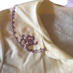 Sears Womens Vintage 32 1980s Yellow Button Down Embroidered Pajama Top Shirt Size M Photo 3