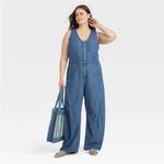 Universal Threads NEW! Universal Thread Blue Curved Leg Denim Sleeveless Jumpsuit Size 12 Photo 12