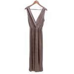Lulus NWT  All That Shimmers is Gold Sleeveless V-Neck Maxi Dress Sz Small Photo 1