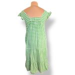 Draper James RSVP Green Gingham Plaid Cotton Midi Dress Ruffle Sleeves Medium Photo 3