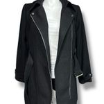 EXPRESS Womens Wool Blend Jacket Belted Asymmetrical Zip Trench Coat Black XL Photo 6