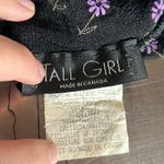 Vintage Tall Girl Semi Sheer Black w/ Purple Daisy Flowers High Neck Midi Dress Size L Photo 2