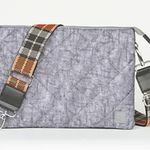Gray Quilted Crossbody Bag Plaid Guitar Strap IHKWIP brand coated quality Photo 0
