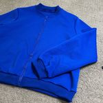 XL Royal Blue Quilted Geometric Textured Bomber Jacket Full Zip Photo 2