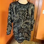 Vtg 80s sparkly geometric oversized sweater Black Size L Photo 4