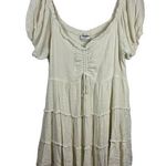 Arula Top Women A (1X) Plus Size Cream Tie Bust Ruffle Tired Peasant Prairie Photo 0