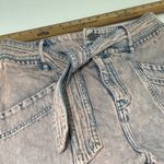 Joie  High-Waisted Denim Shorts With Belted Tie Waist Light Wash pink preppy Photo 5