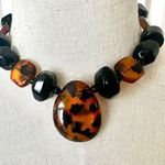 resin tortoise and black statement necklace Brown Photo 0