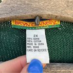 Vintage 90s Ugly Christmas candy cane peppermint stripe hearts sweater vest 2X Green Photo 3