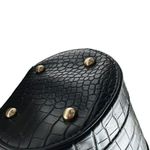 🔃Croc Embossed Black Cylinder Top Handle Crossbody Bucket Bag Photo 8