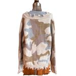 Hem & Thread  Camouflage V Neck Sweater Frayed Distressed Edges, Soft Oversized Photo 2