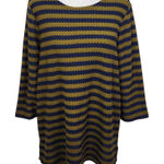 Isaac Mizrahi Navy and Green Stripe Top Size XS Striped Preppy Knit Top Photo 0