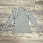 Ann Taylor Shimery Silver & Gray Long Sleeve Ruched Sides Wrap Knit Top Size M Photo 5