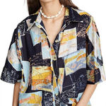 Free People  Women’s Love Letters Button Down Oversized Shirt Multicolor M Photo 0