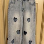 Rhinestone Heart Cutout Jeans Blue Size undefined Photo 0