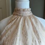AQUA  Blush Pink Gold Metallic Halter Neck Party Dress Ruffle Hem Whimsical Photo 2