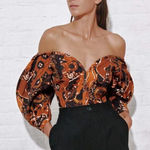Mara Hoffman  Juana Brown and Black Puff Sleeve Top NEW Size 0 Photo 0