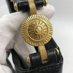 Versace Black Shoulder Bag Real Ostrich Leather & Sunburst Medusa Medallians Photo 8