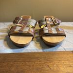 Naturalizer  Athina Sandals Women Size 9 Brown Wood‎ Soles Slip-On Slide T-Strap Photo 2