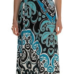 CACHE Teal Black White Paisley Sleeveless Chain Belt Maxi Dress EUC Small Blue Photo 0