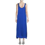 DKNY NWT  Silky Satin Maxi Dress SMALL blue Sleeveless V-Neck soft Photo 13