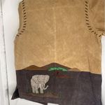 VTG Leather Tan Safari Elephant Animal Boho Jacket Coat Nature quaker factory M Size M Photo 15